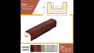 VIGAS DECORATIVAS DE POLIURETANO RUSTICAS IMITACION MADERA 7 X 5.5 X 300