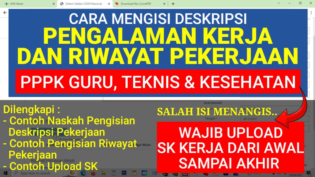 🔴 BEGINI CARA MENGISI DESKRIPSI PENGALAMAN KERJA & RIWAYAT KERJA PPPK ...