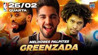 PALPITES DA NBA PARA HOJE 26 02 2025 (QUARTA-FEIRA) + BILHETE PRONTO