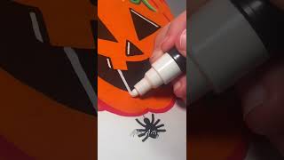 Drawing a Halloween Pumpkin with Posca Markers! #shorts