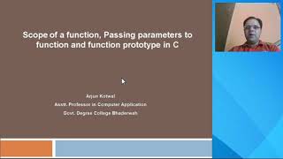 Scope, function prototype and passing parameters to a function.