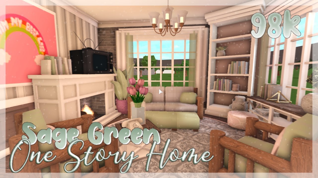 Sage Green One Story Home | Bloxburg Speed Build - YouTube