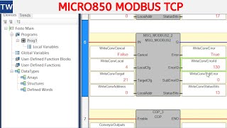 Micro850 Modbus TCP Client and Server Configuration in CCW