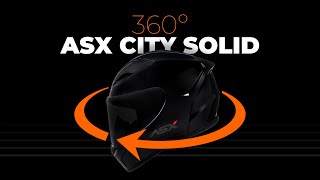 Capacete ASX City Solid - Preto Brilho e Grafite - Visual Completo em 360º