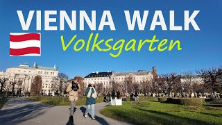 Walking in Vienna's Volksgarten, Central Park | Vienna winter walk 2024