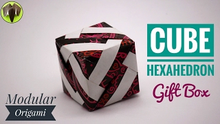 LINE CUBE | HEXAHEDRON  Gift Box - Modular Origami Tutorial by Paper Folds #708