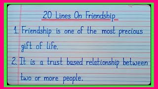 20 Lines Essay On Friendship In English/Essay On Friendship Day/Essay On Friendship/Friendshhip Day