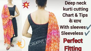 Deep neck kurti cutting with chart