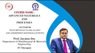 Lecture 08: Bulk Metallic Glass, Glassy and Amorphous Materials (Contd.)