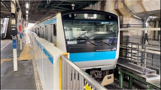 【E233系173編成  TK入場回送（車体保全）】E233系1000番台ｻｲ173編成が南浦和駅1番線でエンド切り替えをするシーン。便乗が大量に乗り込んで行きました。（回8391G）2024.2.6