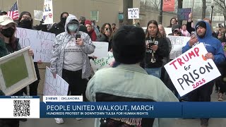 Hundreds protest for human rights in 'People United Walkout and March'