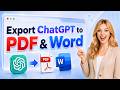 How to Save ChatGPT Conversations as PDF & Word in 1 Click | Export ChatGPT Easily (Tutorial)