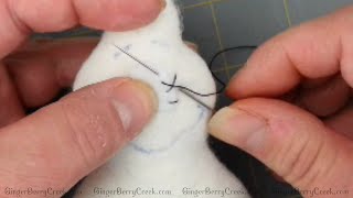 Gingerberry Creek - Primitive Stitching and Attaching Bead Eyes on Primitive Doll Patterns