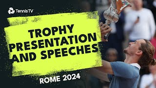 Alexander Zverev Wins Rome 2024: Trophy Presentation & Speeches
