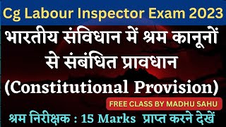 CG LABOUR INSPECTOR- श्रम अधिनियम, श्रम निरीक्षक,भारतीय संविधान में श्रम प्रावधान, #cgpsc #cgvyapam