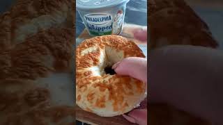 Bagel With Whipped Cream Cheese For Snack