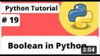 # 19 Introduction Boolean in Python || Python Tutorials || YouTube || Green Life
