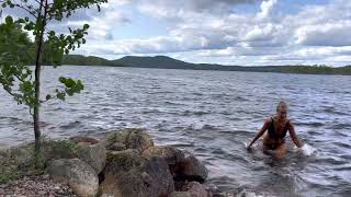 Wild swim in warm lake | Dalarna | Sweden