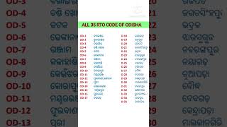 RTO CODE OF ODISHA