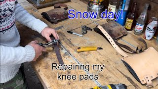 First snowfall of the year! + knee pad repair!