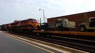 CSXT W830-07 Military train Ex-CR CW40-8 leading KCS Belles ES44DC 4820 and 4828 Fayetteville, NC