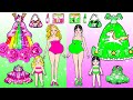 DIY Paper Doll - Green VS Pink Mother and Daughter Fashion Week Makeover Contest - Dolls Beauty