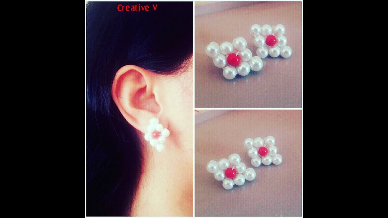 Beaded Stud Earring Tutorial Youtube