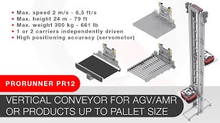 The Vertical Conveyor Prorunner PR12 - the perfect solution for AMR and products up to pallet size