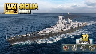 Battleship Sicilia: Nice citadelle hits on map Greece - World of Warships