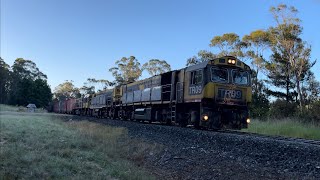 TasRail TR09 TR10 TR03 #36 train crossing Youngmans Road Dulverton