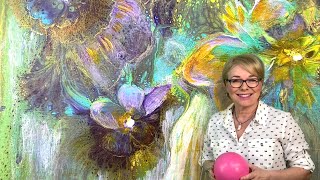 #158 Balloon Smash Flowers/ Acrylic Swipe and Smash Technique. Easy and fun! Plus I Sing!