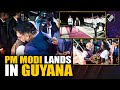 PM Modi lands in Guyana, shares warm a hug with President Irfaan Ali upon his arrival in Georgetown