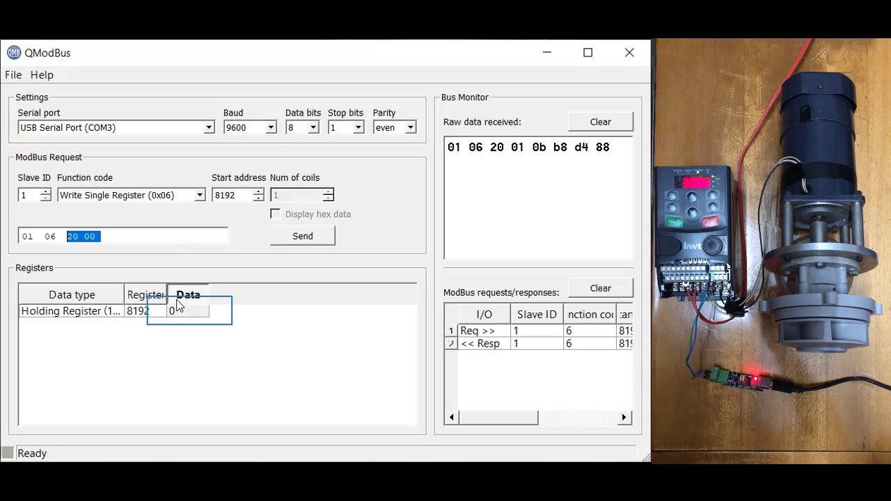 QModBus Basic Motor Control - YouTube