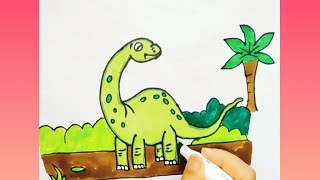 How to draw a brontosaurus dinosaur | Easy step by step brontosaurus dinosaur drawing