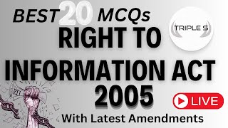 RTI Act 2005 and Important Amendments: Best 20 MCQs || JKSSB JKP Constable Exams || @TripleSClasses