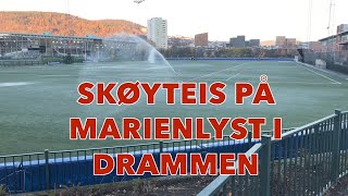 Snart skøyteis på Marienlyst i Drammen.