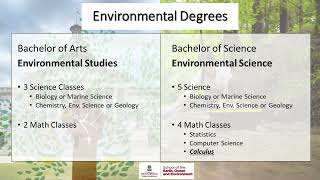Environmental Studies & Environmental Science major degree programs