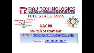 Full Stack Java | Day 8 | switch statement | Raj Technologies