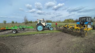 Культивація у два Трактора 👍ЮМЗ-6 МТЗ 892 Агрокуб АРК Групп Підготовка під посів соняшника 👍