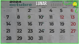 Calendario almanaque Lunar Octubre 2024