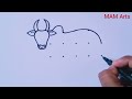 How to draw a Cow from dots easy // Easy Cow drawing // Cow Rangoli // Mattu pongal kolam