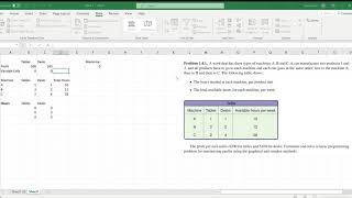 Setting Up a Linear Programing Problem in Excel Solver