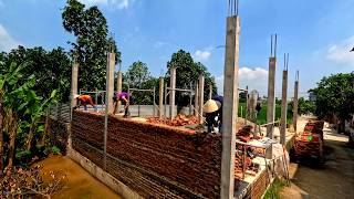 (Part 2) Ground floor construction with large living room of modern house