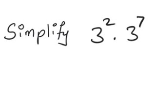 Exponents: Simplify 3^2 * 3^7