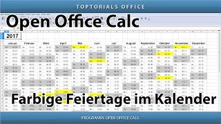 Farbige Feiertage im Kalender (OpenOffice Calc)