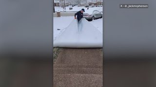 Man goes viral for his snow management strategy