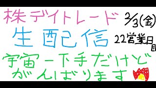 株デイトレード配信です。マジでガチで株が宇宙一下手だけど頑張ります。ーロスカットじょしつきー22営業日目