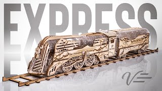 The Thunderstorm Express Train with a Tender Veter Models. Wooden 3D puzzle | ASMR