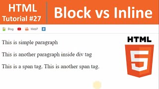 HTML Tutorial #27 - Block vs Inline Elements in HTML (Display Values)