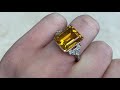 5.30ct emerald cut citrine ring with round brilliant diamonds talbott ring hand video